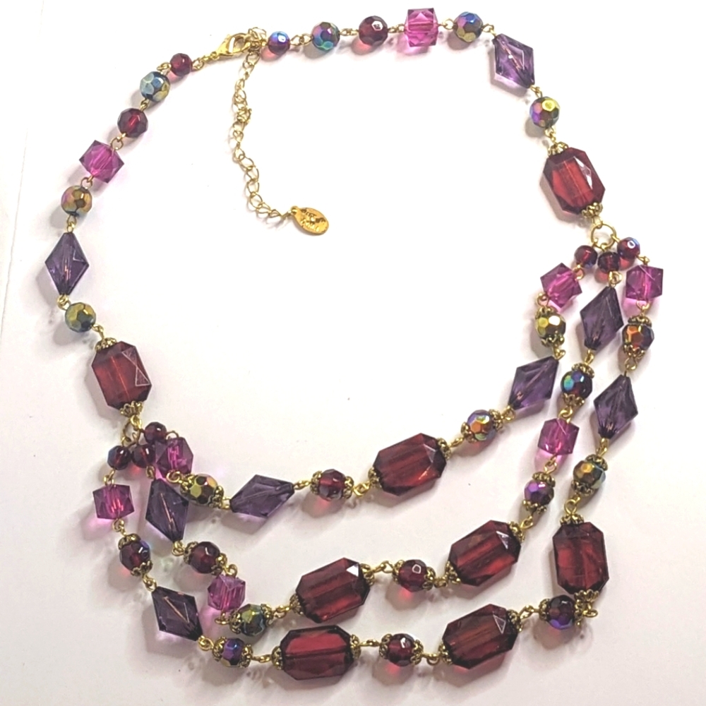 Robert Rose Multi-Strand Statement Necklace Purpl… - image 3